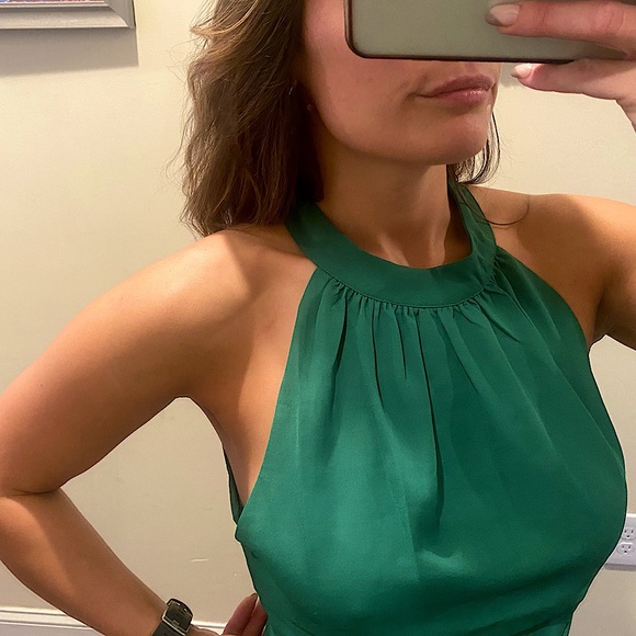 Kelly Green High Neck Open Back Tiered Mini Dress - Picture 8 of 16